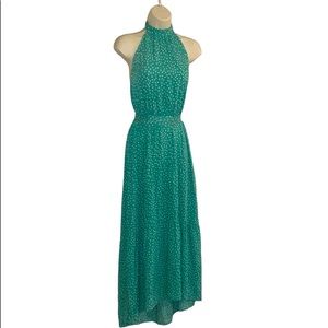 Kara and Kate Green/White Polka Dot Maxi Halter Dress Size Small